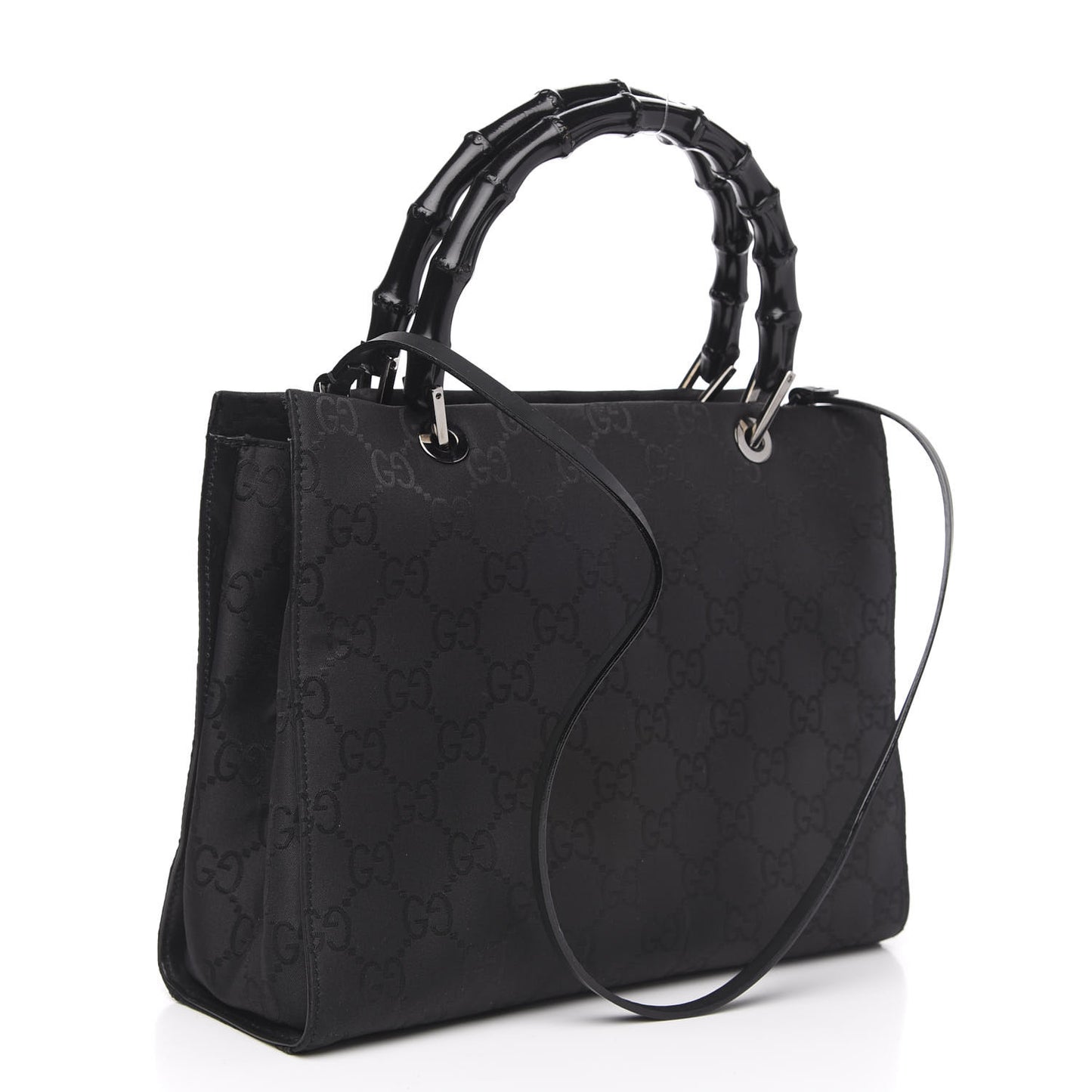 Nylon Monogram Bamboo Handle Bag Black