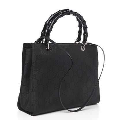 Gucci Nylon Monogram Bamboo Handle Bag Black 3 of 11
