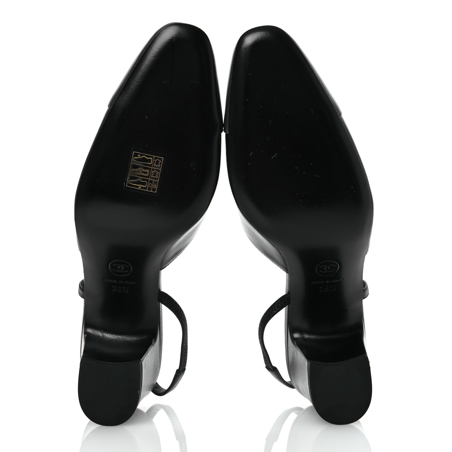 Lambskin Cap Toe CC Slingback Sandals 39.5 Black Dark Grey
