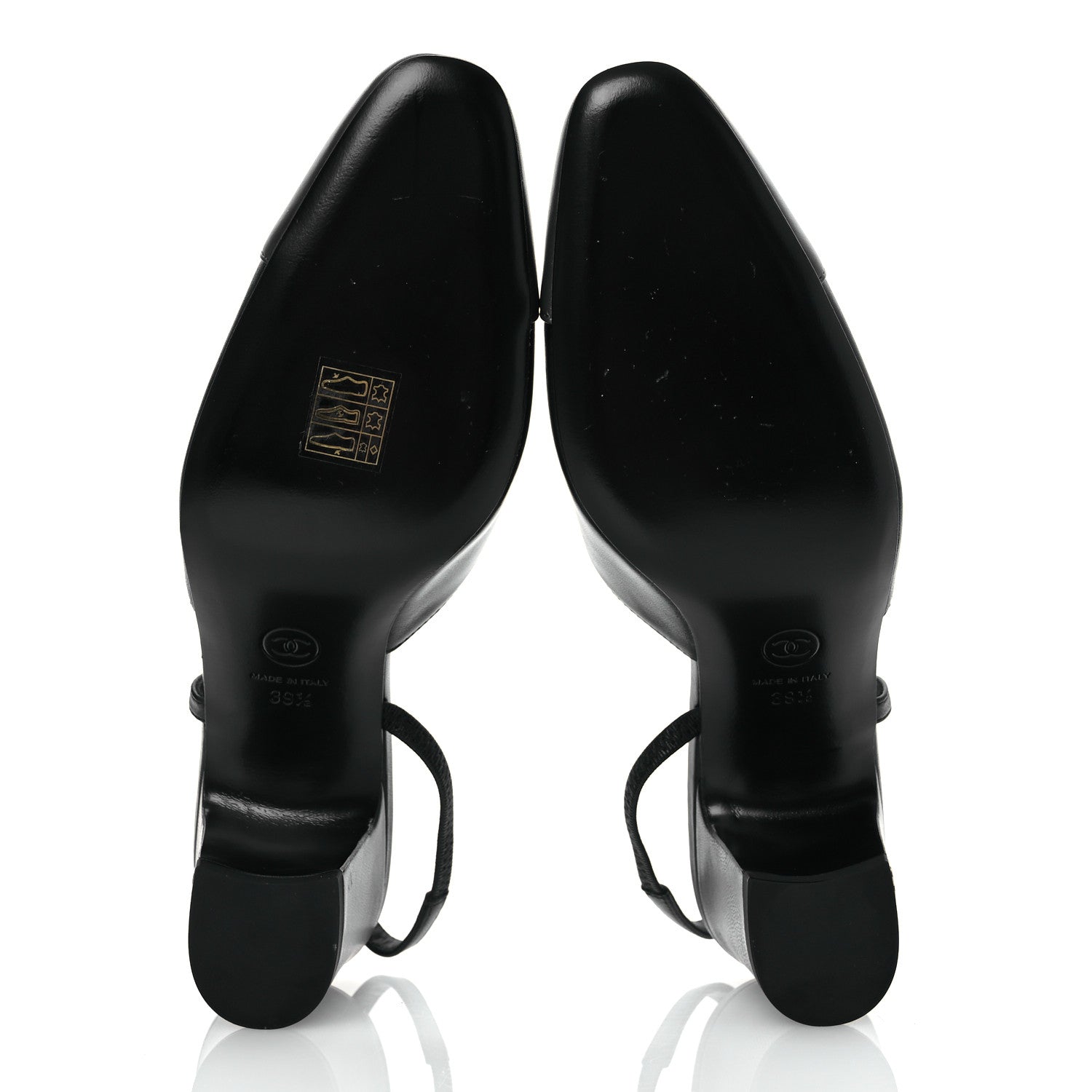 Chanel Lambskin Cap Toe CC Slingback Sandals 39.5 Black Dark Grey 7 of 13