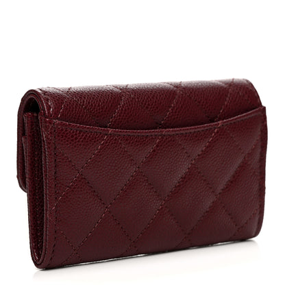 Chanel Caviar Quilted Flap Card Holder Wallet Burgundy 3 of 9