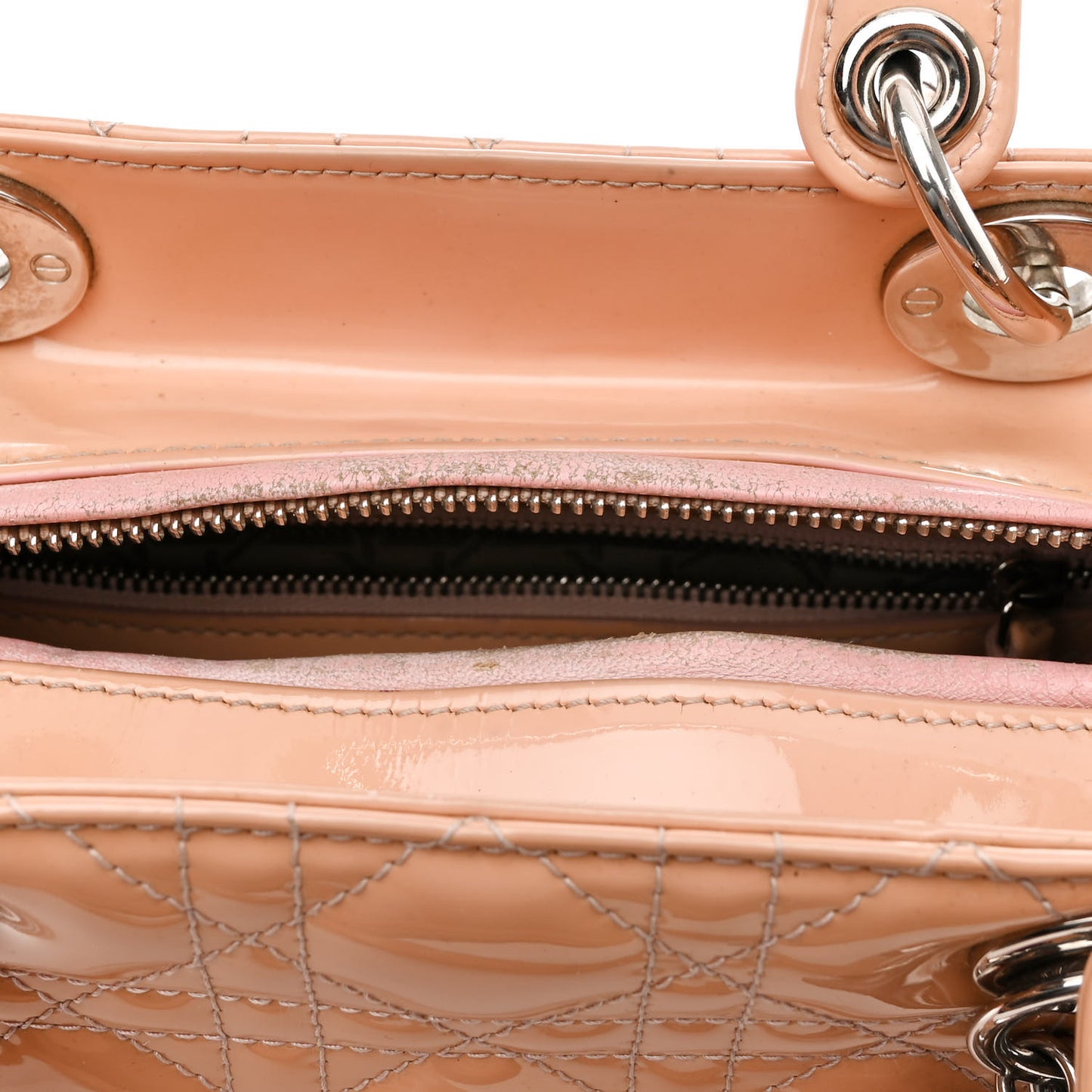 Patent Cannage Medium Lady Dior Rose Clair