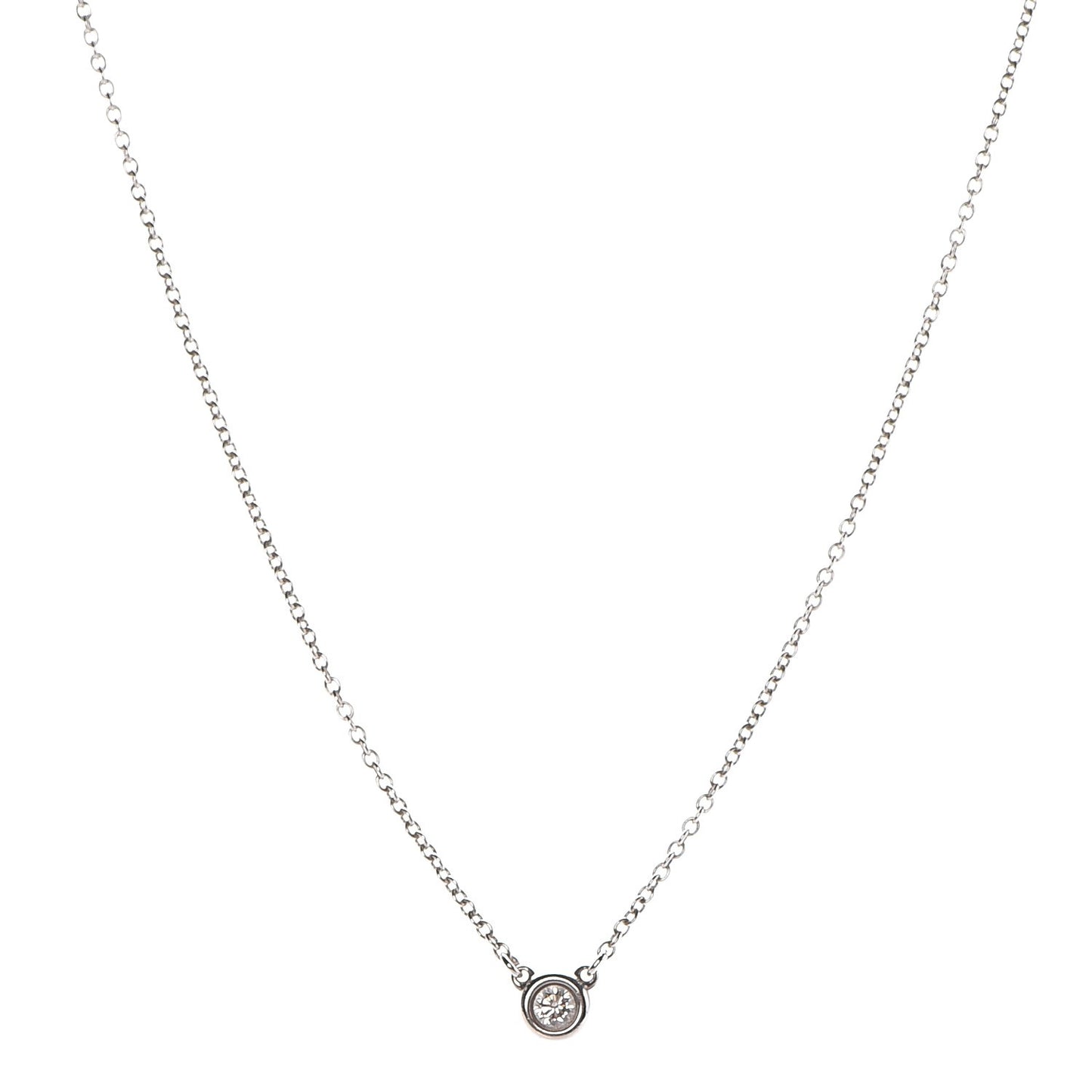 Sterling Silver Diamond .10ct Elsa Peretti Diamonds by the Yard Pendant Necklace