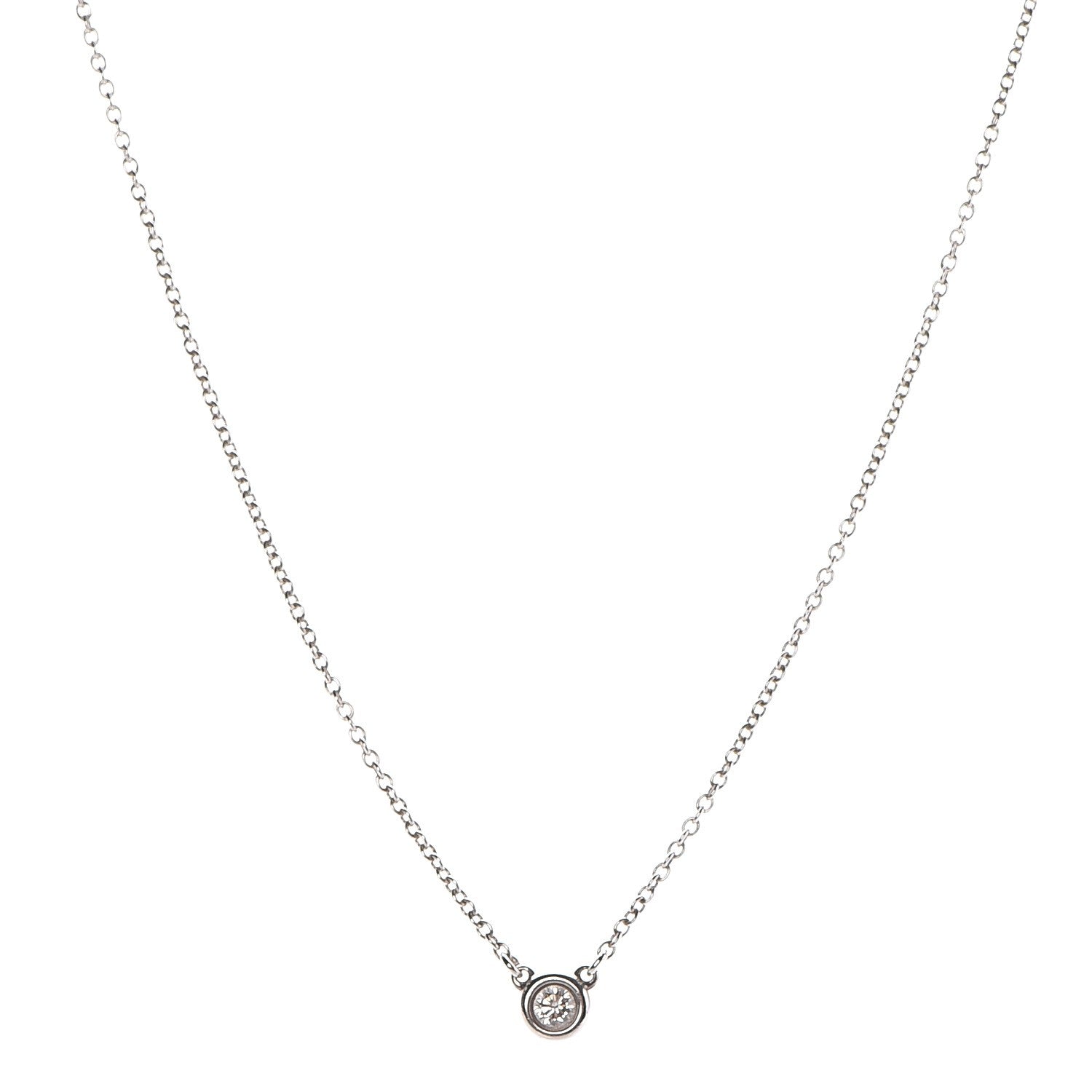 Tiffany Sterling Silver Diamond .10ct Elsa Peretti Diamonds by the Yard Pendant Necklace 1 of 9