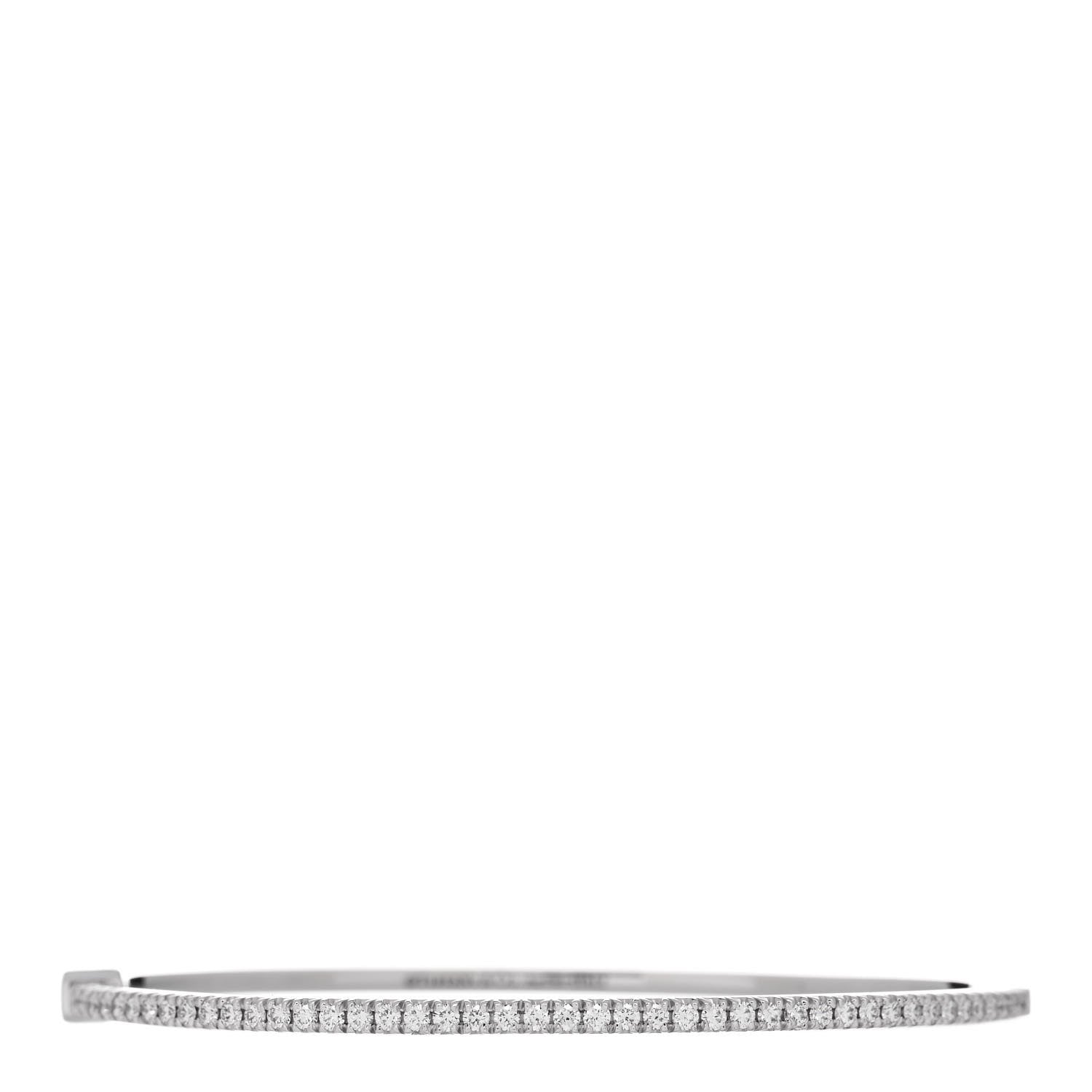 Tiffany 18K White Gold Diamond Metro Bangle Bracelet 1 of 4