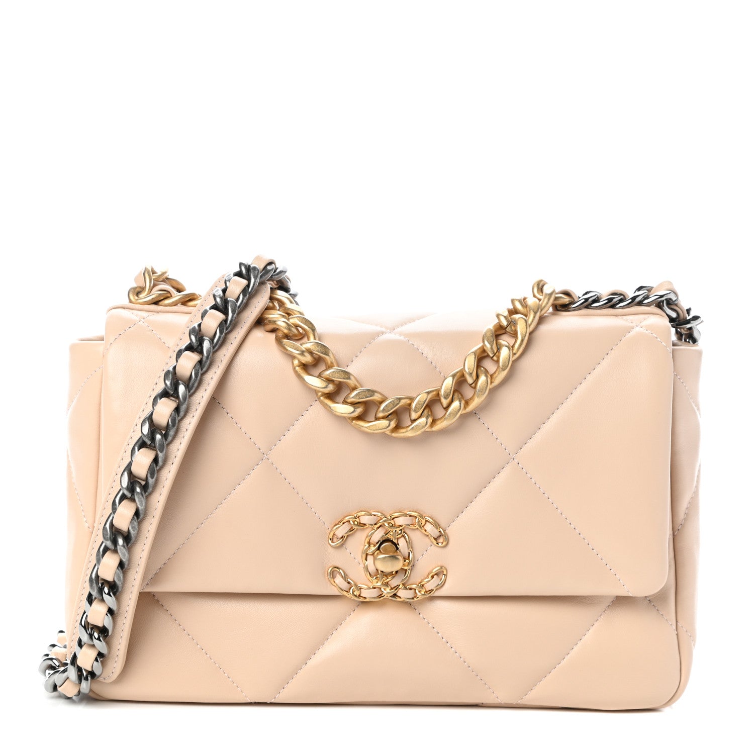 Chanel Lambskin Quilted Medium Chanel 19 Flap Beige 1 of 10