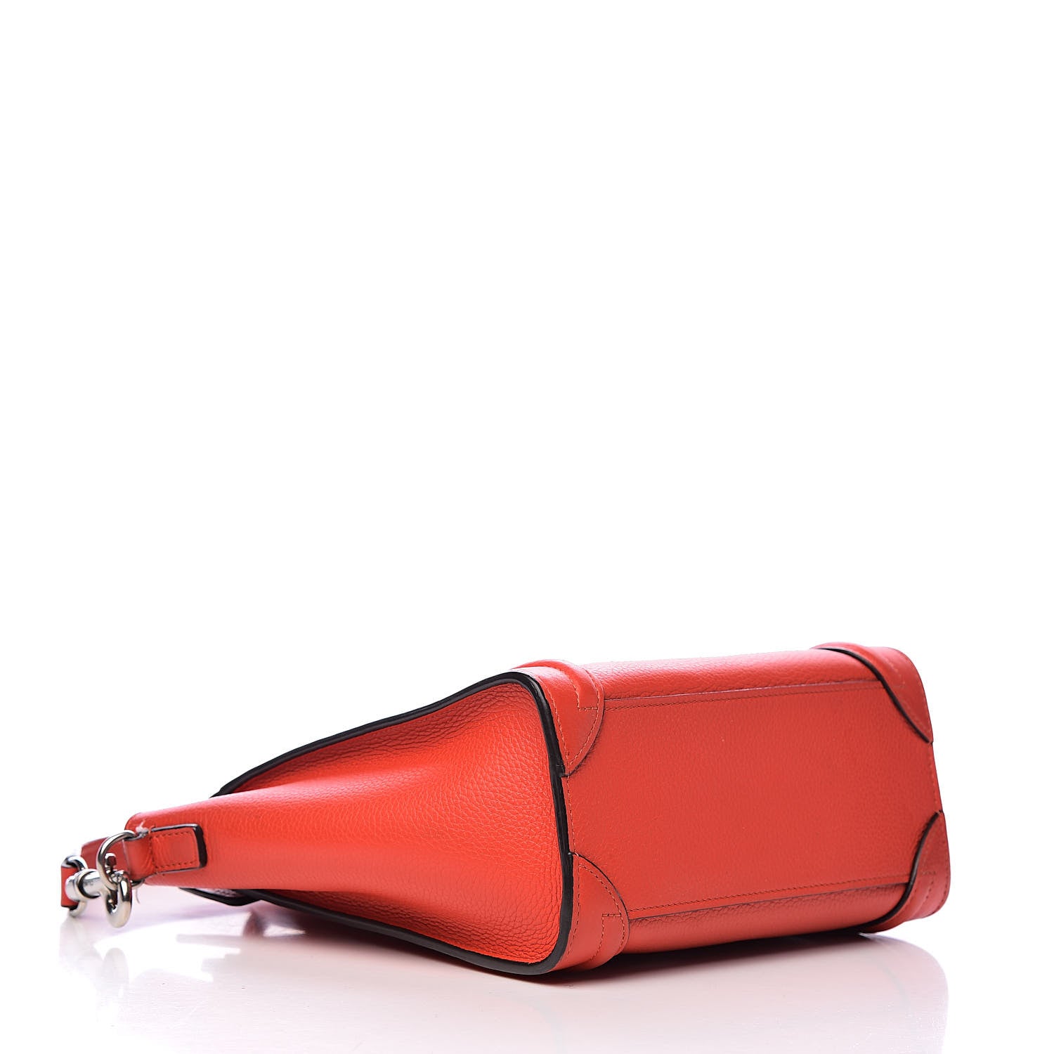 Celine Drummed Calfskin Nano Luggage Vermillion 4 of 14