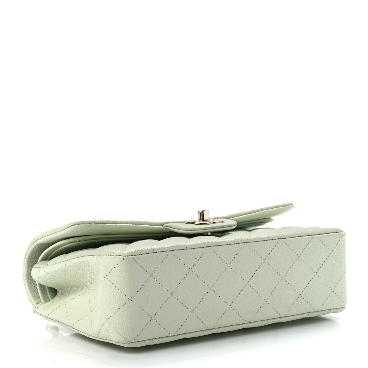 Caviar Quilted Small Double Flap Light Green