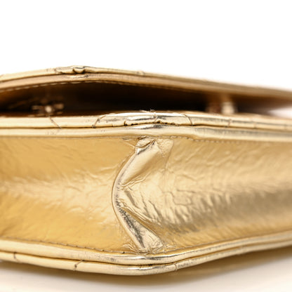 Chanel Hammered Metallic Calfskin Quilted Wallet On Chain WOC Gold 10 of 13
