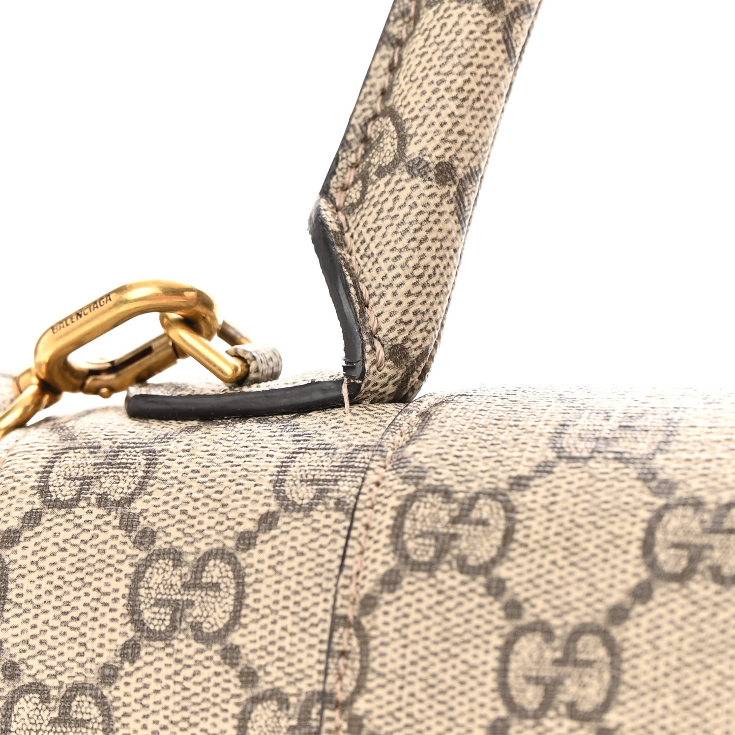 X GUCCI GG Supreme Monogram Medium Hourglass Top Handle Bag Beige Ebony