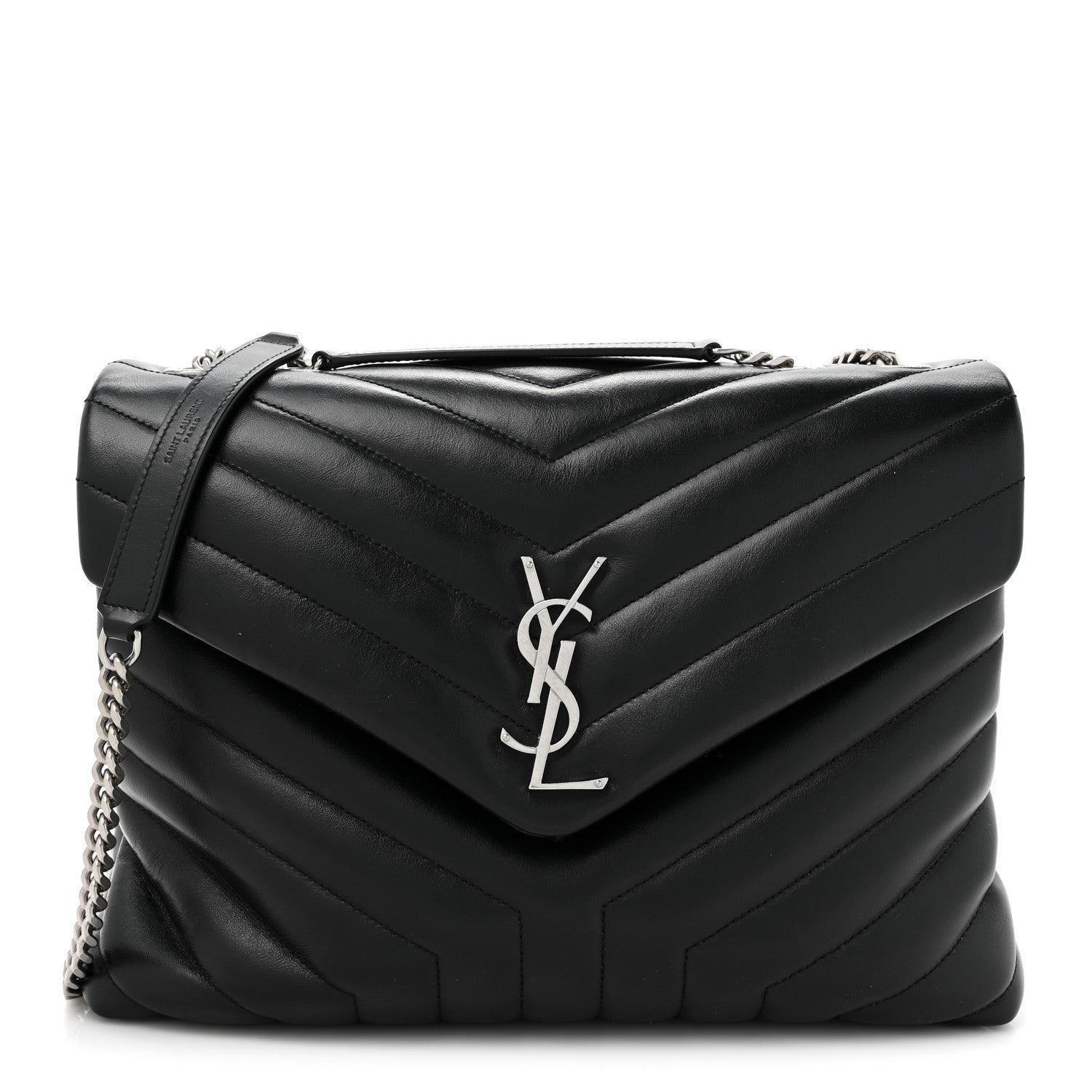 Saint Laurent Calfskin Y Quilted Monogram Medium Loulou Chain Satchel Black 1 of 12