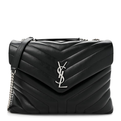 Saint Laurent Calfskin Y Quilted Monogram Medium Loulou Chain Satchel Black 1 of 12