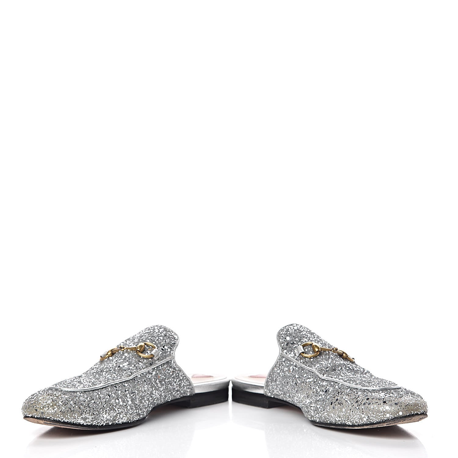 Gucci Glitter Womens Princetown Slippers 39 Silver 14 of 15