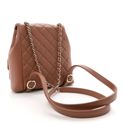 Chanel Calfskin Quilted Medium Duma Pockets Drawstring Backpack Brown 3 of 10
