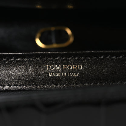 Tom Ford Calfskin Crocodile Embossed Medium Monarch Bag Black 6 of 11