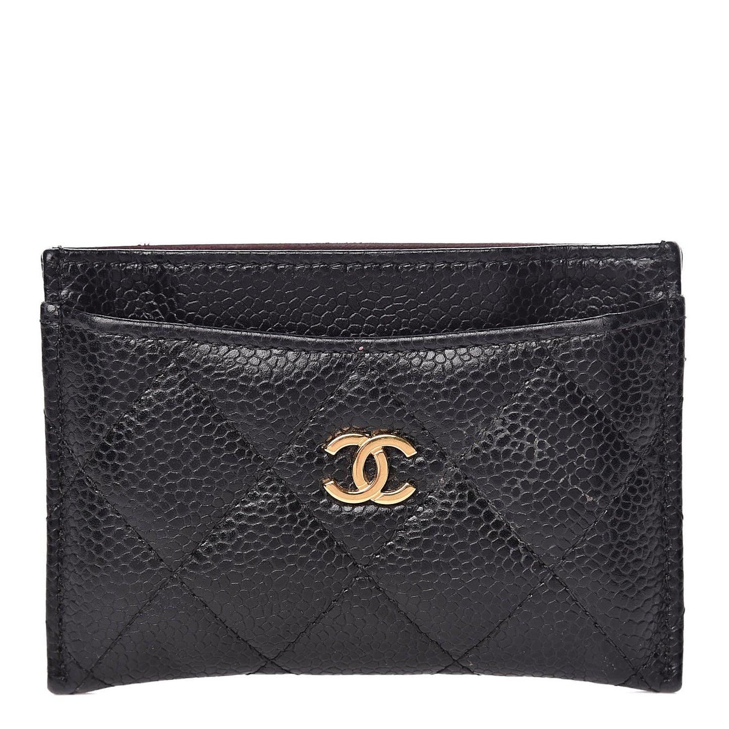 Caviar Quilted Card Holder Black
