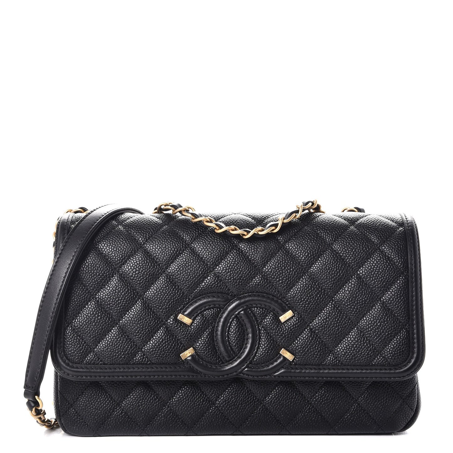 Caviar Quilted Medium CC Filigree Flap Black