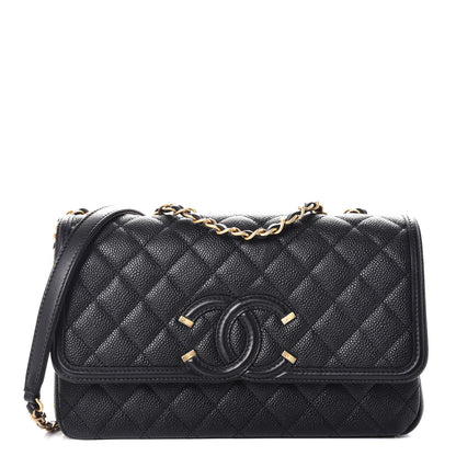 Chanel Caviar Quilted Medium CC Filigree Flap Black 1 of 9