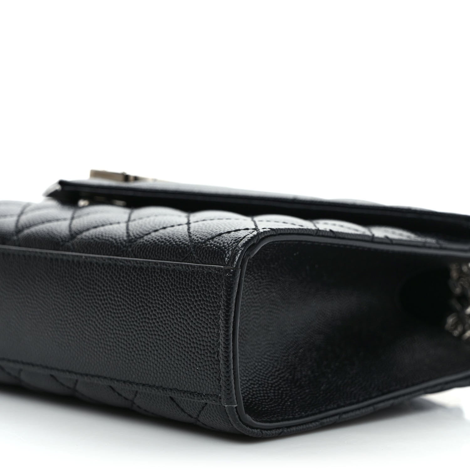 Saint Laurent Grain De Poudre Textured Mixed Matelasse Triquilt Medium Monogram Satchel Black 9 of 10