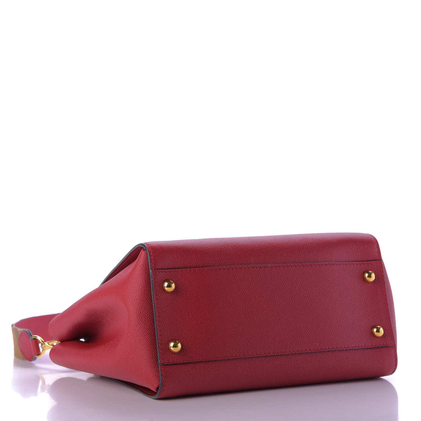 Soft Grain Calfskin Medium Buckle Tote Parade Red