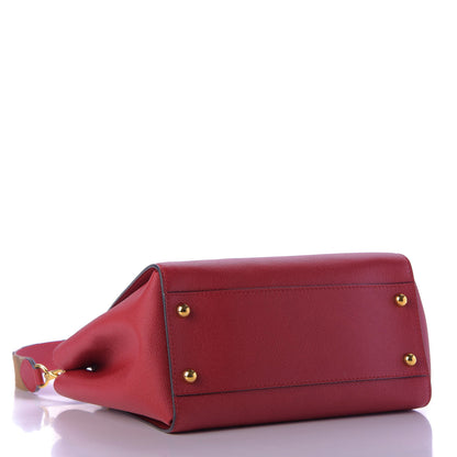 Burberry Soft Grain Calfskin Medium Buckle Tote Parade Red 5 of 10