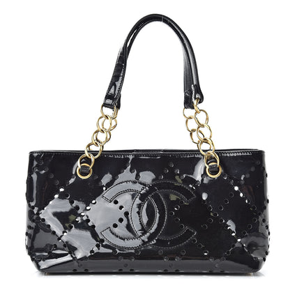 Chanel Patent Perforated CC Shopping Tote Black 1 of 21