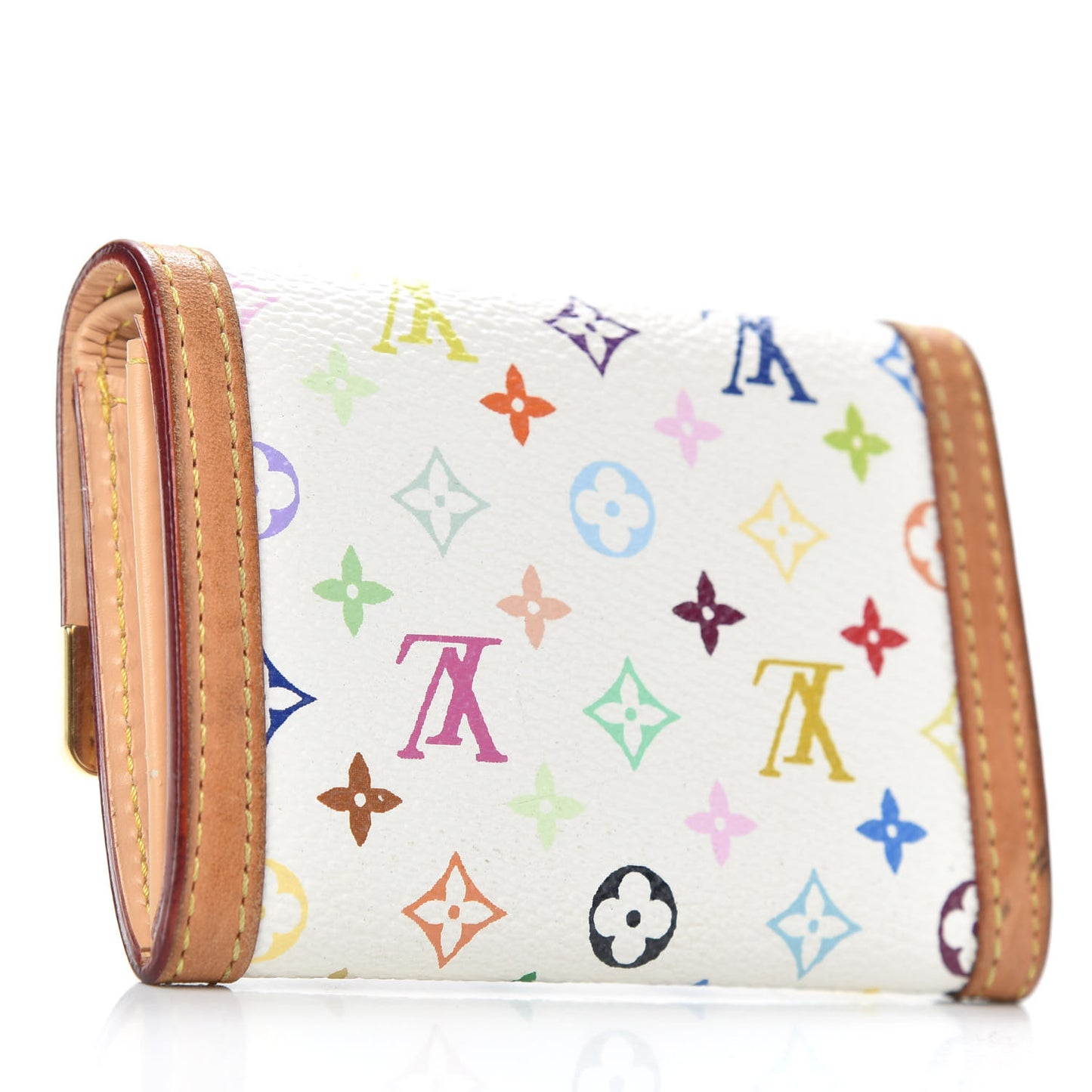 Monogram Multicolor Porte-Monnaie Plat Coin Purse White