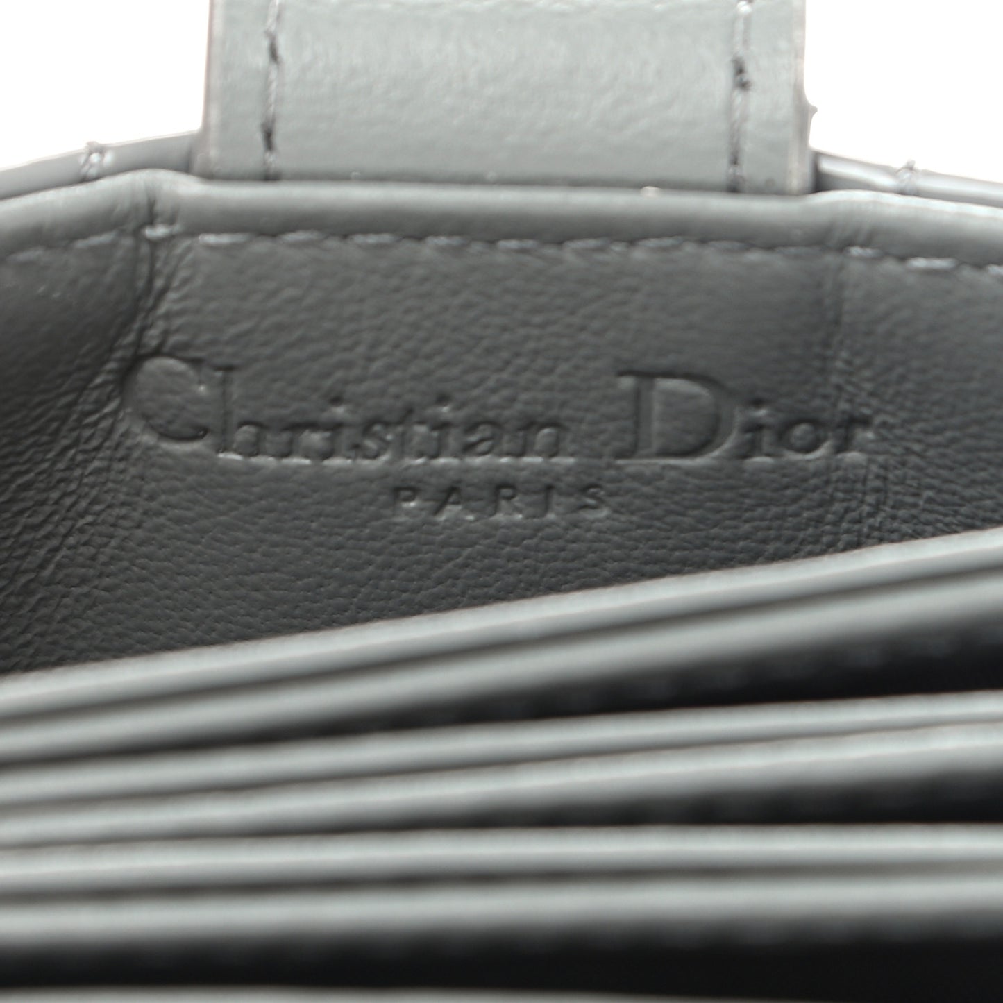Patent Cannage Lady Dior 5-Gusset Card Holder Grey
