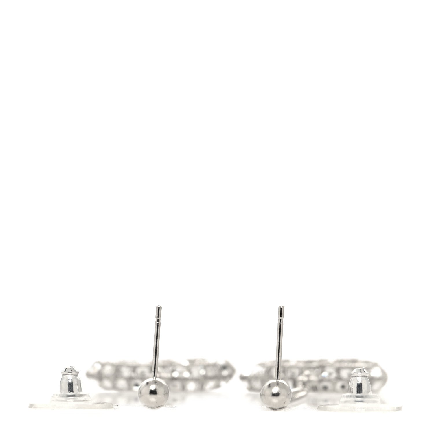 Chanel Baguette Crystal CC Drop Earrings Silver 3 of 3