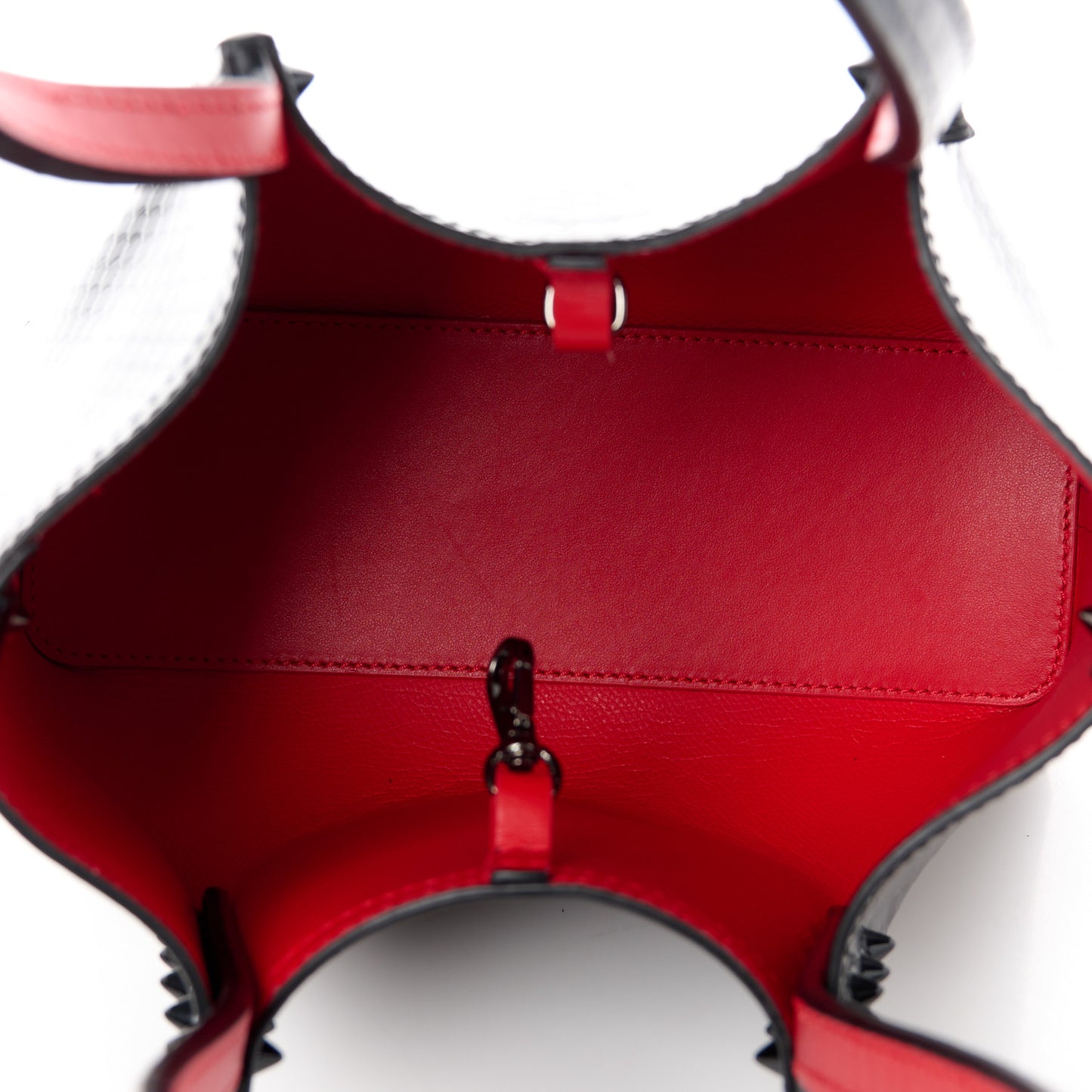 Patent Snakeskin Embossed Spiked Mini Cabarock Shopper Tote Black