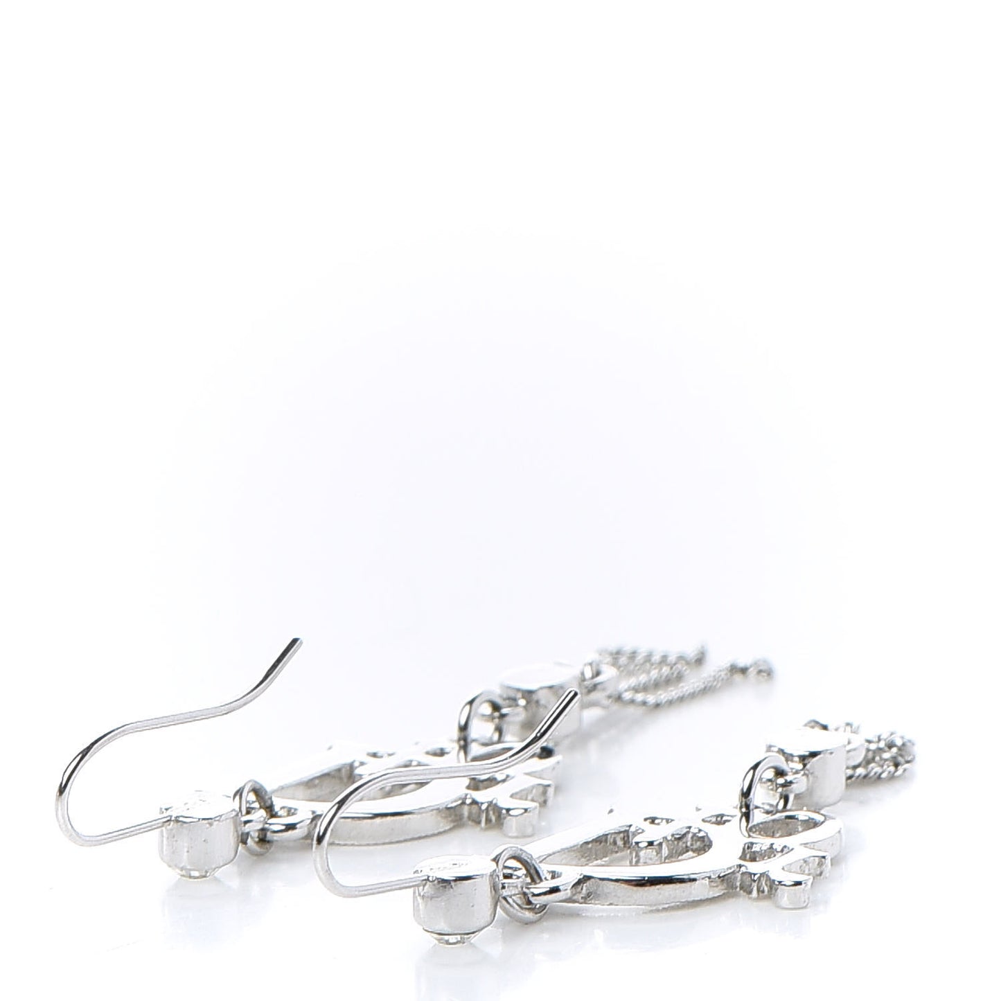 Crystal Signature Drop Earrings Silver