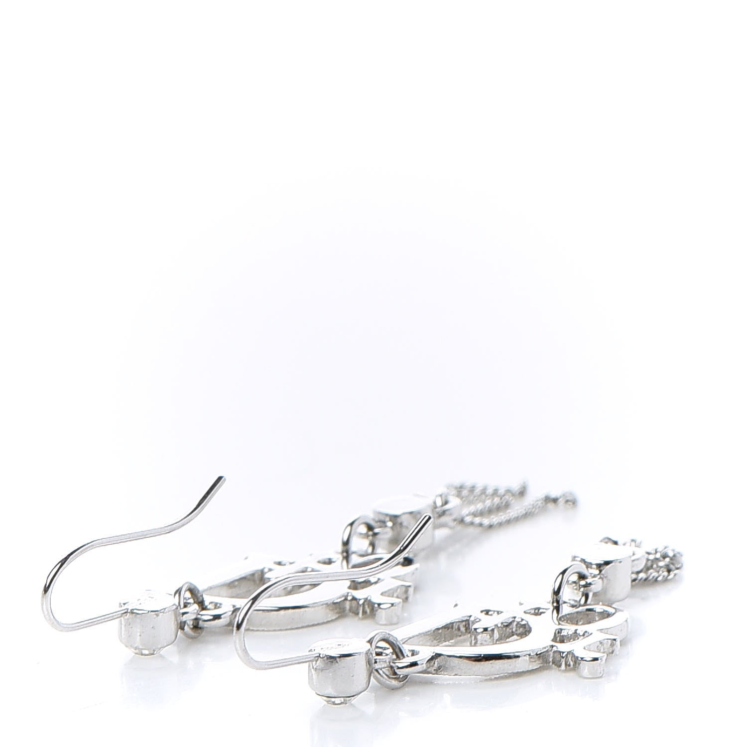 Christian Dior Crystal Signature Drop Earrings Silver 3 of 3