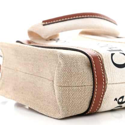 Chloe Cotton Calfskin Mini Woody Ribbon Tote White Brown 9 of 10