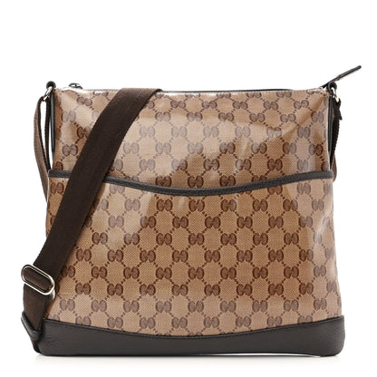 Gucci Crystal Monogram Flat Messenger Bag Dark Brown 1 of 12
