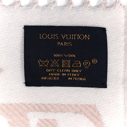 Louis Vuitton Wool Cashmere Monogram Daily LV Scarf Pink White 3 of 3