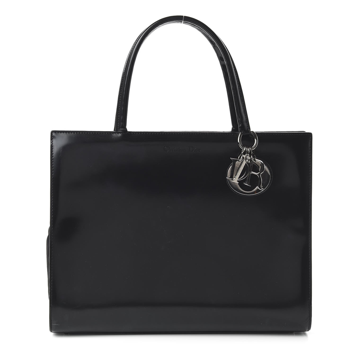 Christian Dior Glazed Calfskin Nylon Lady Dior Tote Black 1 of 10