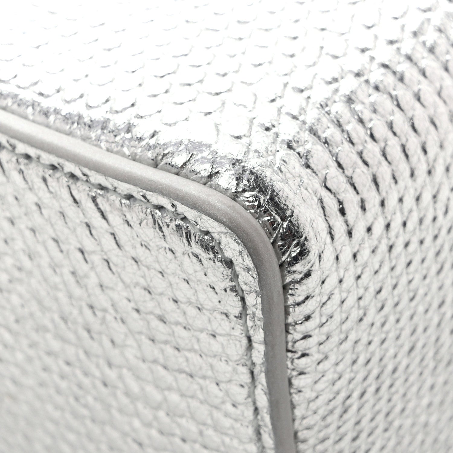 Chanel Lizard Embossed Top Handle Slim Vanity With Chain Silver 11 of 14