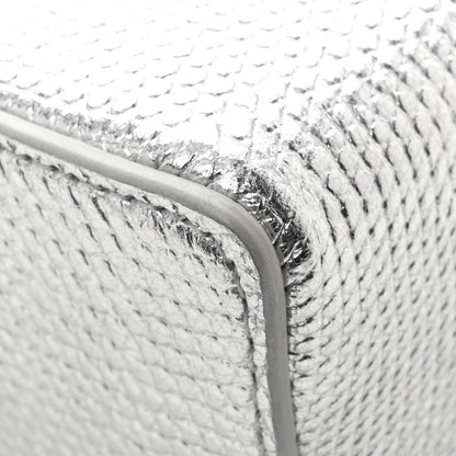Chanel Lizard Embossed Top Handle Slim Vanity With Chain Silver 11 of 14
