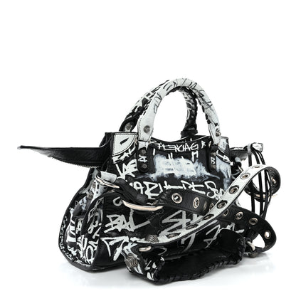 Balenciaga Agneau Arena Graffiti Neo Cagole Handbag XS Black White 4 of 11