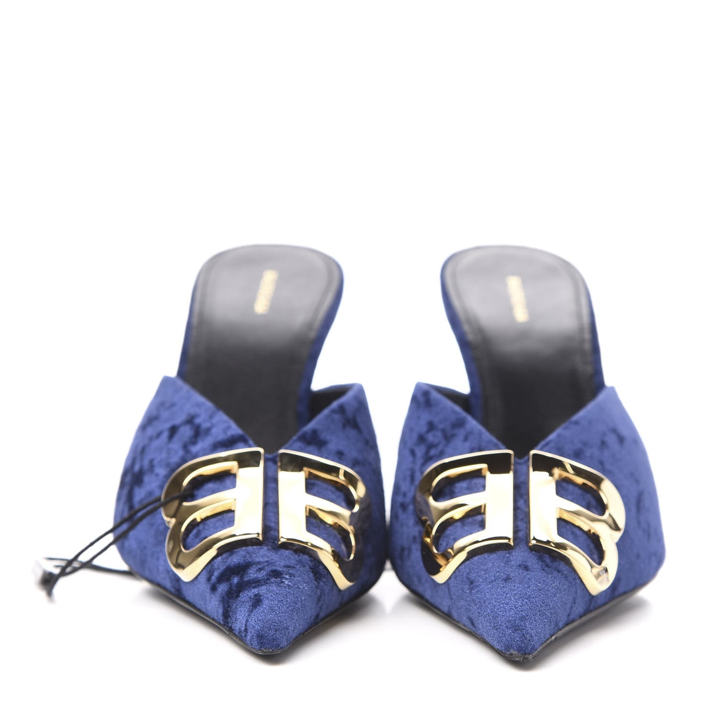 Stretch Velvet Pointed Toe BB 80mm Mules 40 Bleu Ocean