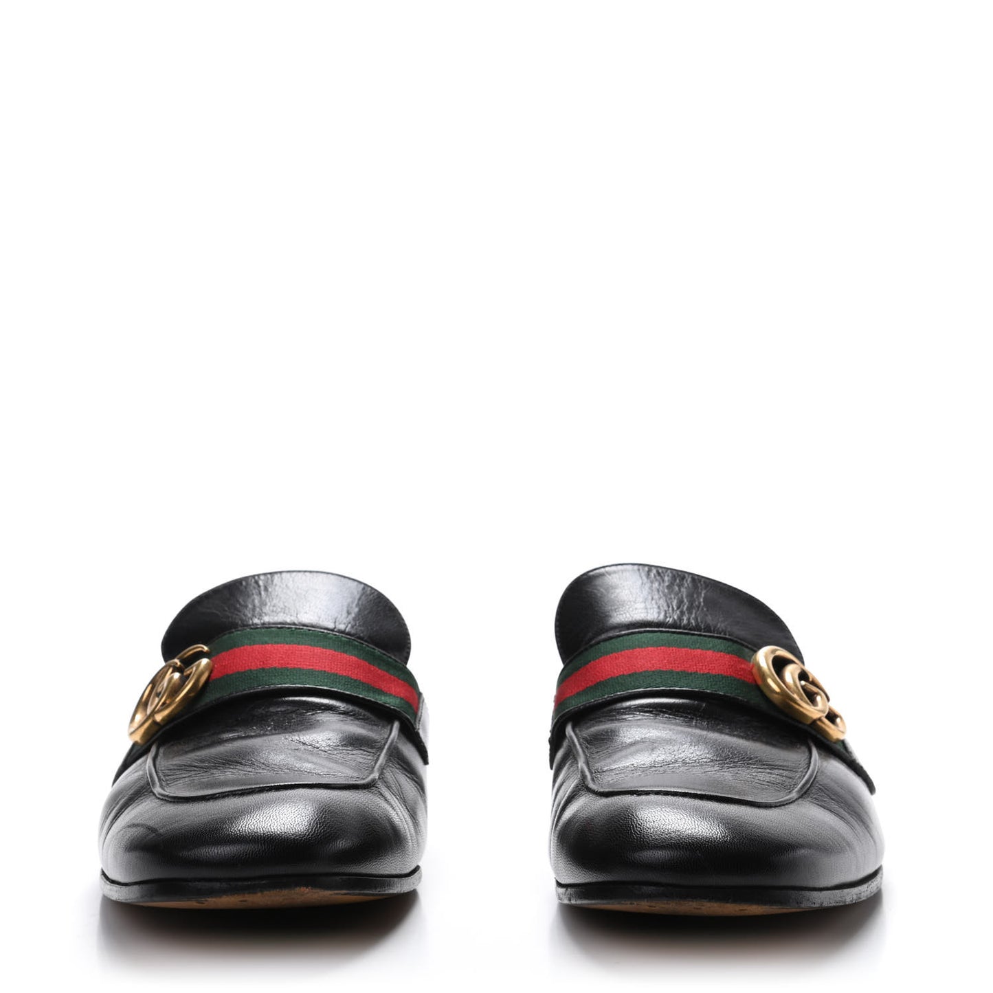 Goatskin Web GG Mens Princetown Slippers 9 Black