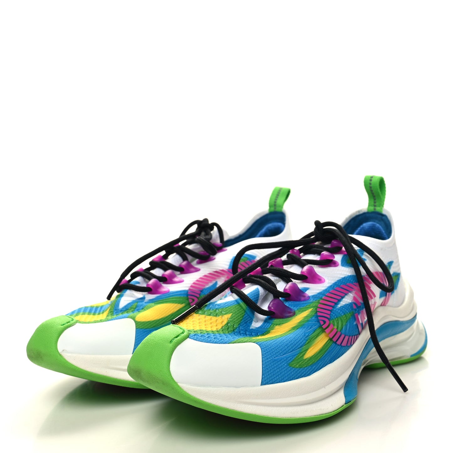 Technical Knit Fabric Waves Womens Gucci Run Sneakers 38.5 Multicolor