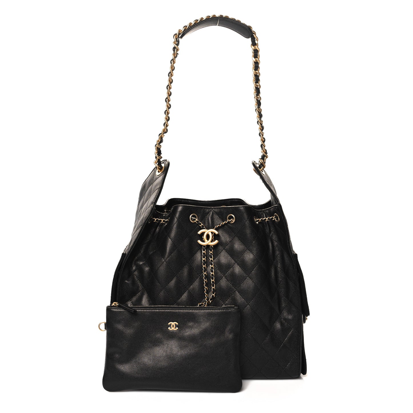 Caviar Quilted Medium Chanel 25 Handbag Black