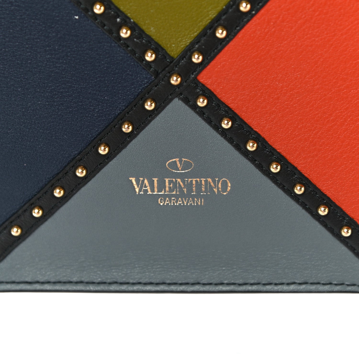 Valentino Garavani Calfskin Studded Colorblock Patchwork Shoulder Bag Multicolor 6 of 16
