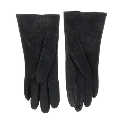 Chanel Goatskin CC Gloves 7.5 Navy Blue 3 of 5
