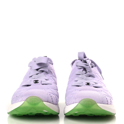 Chanel Knit Quilted Womens CC Sneakers 35.5 Light Purple 2 of 7