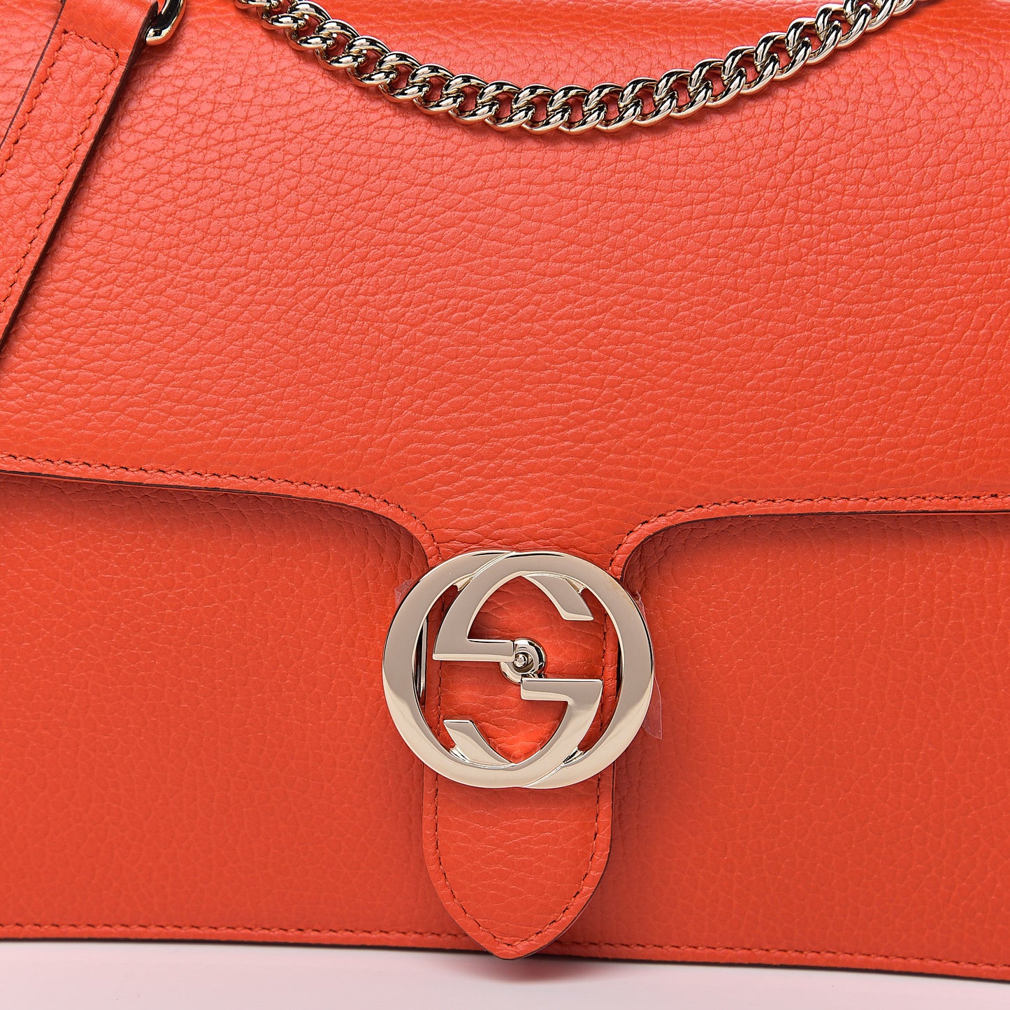 Dollar Calfskin Interlocking G Shoulder Bag Sun Orange