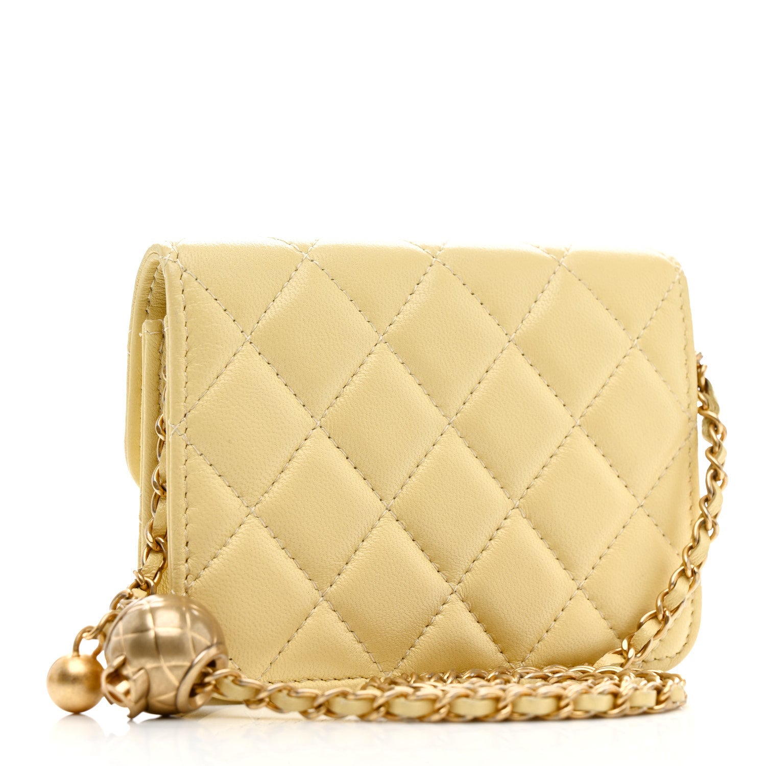 Chanel Lambskin Quilted Pearl Crush Clutch With Chain Yellow 3 of 11