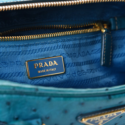 Prada Ostrich Bowler Blue 6 of 10