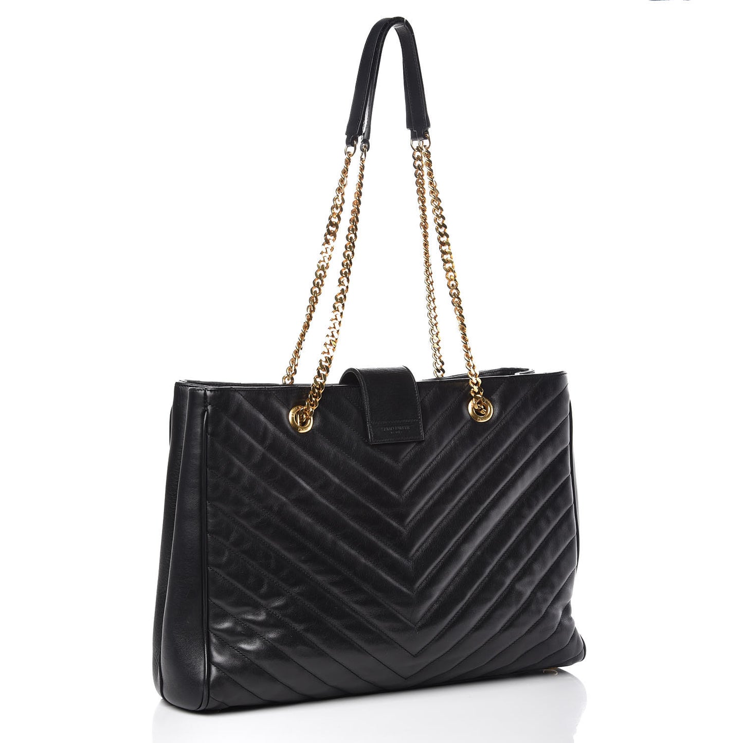 Lambskin Matelasse Chevron Monogram Shopping Bag Black